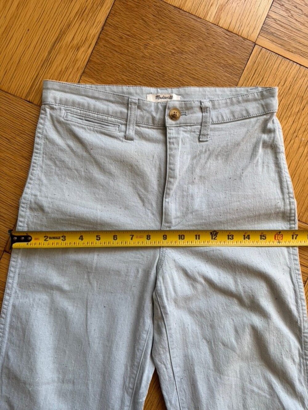 Madewell Emmett Cropped Wide Leg Pants, Light Blue Speckled Canvas, Sz 25, VGUC - Picture 11 of 16